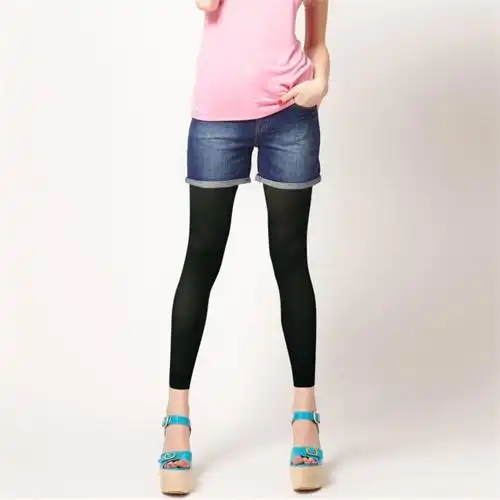 荻荻新款薄款天鹅绒透气九分丝袜 防勾丝打底裤袜_墨绿,均码