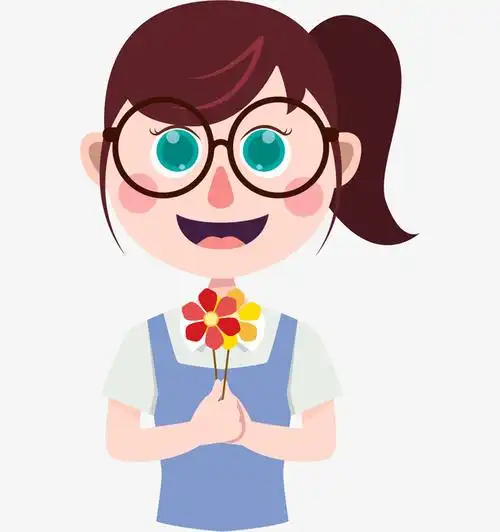 手绘卡通戴眼镜女生免抠素材免费下载_觅元素51yuansu.com