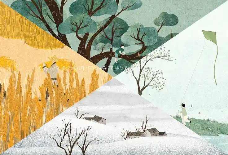 一组关于四季的插画