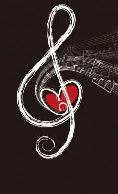 音符演变的爱心符号手机壁纸