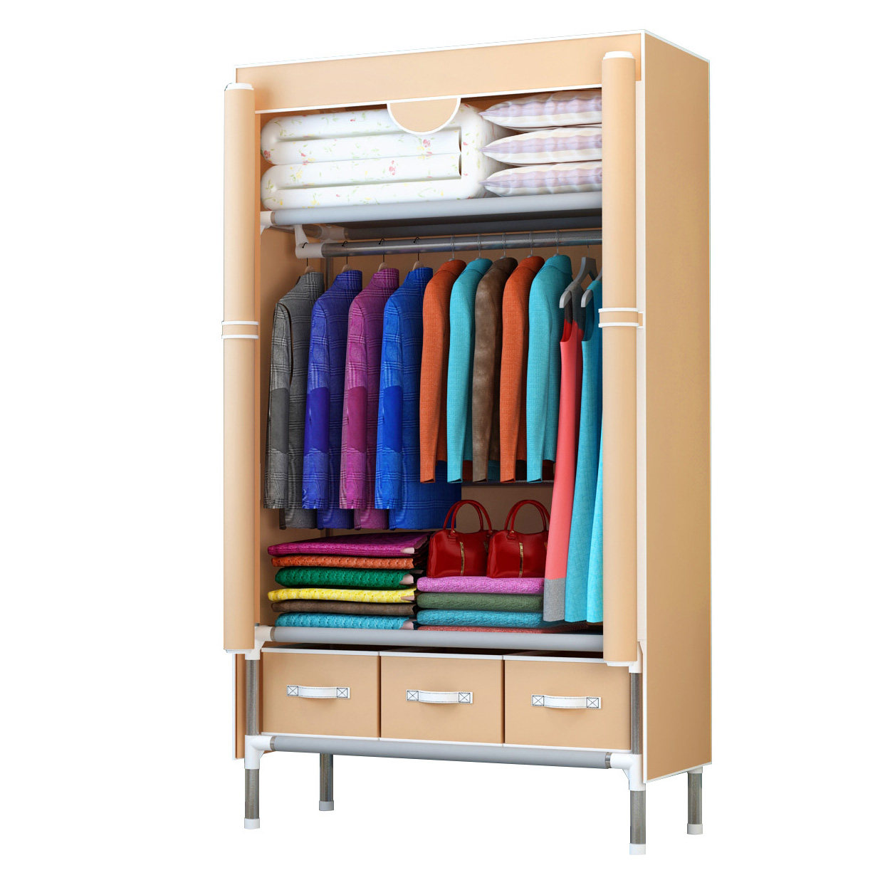 寝室简易衣柜收纳经济型组装布艺单人宿舍小号简约现代儿童衣橱