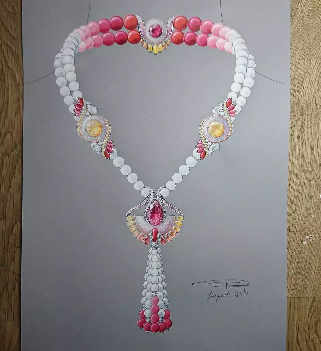 美翻了的珠宝手绘效果图送给热爱珠宝设计的你