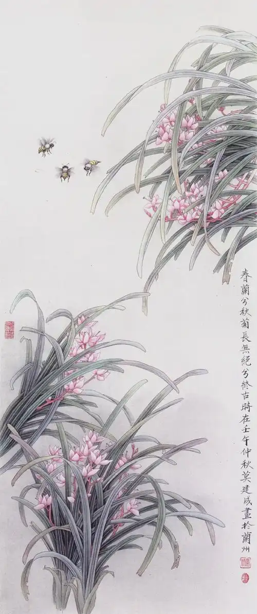 【3d-插画-工笔画素材篇】梅兰竹菊四君子工笔画 - 浪漫人生 - .