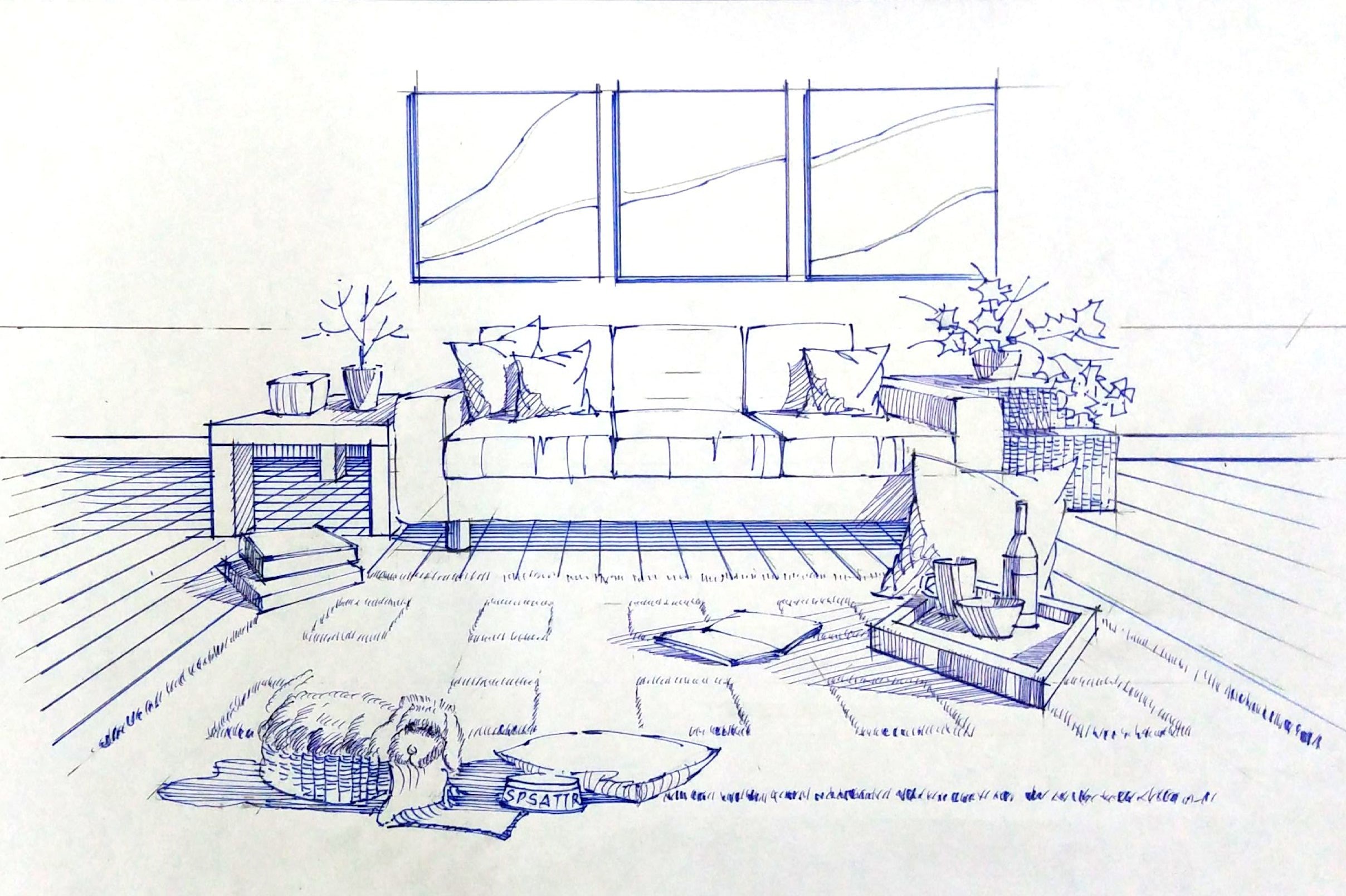 一叶手绘室内设计手绘线稿