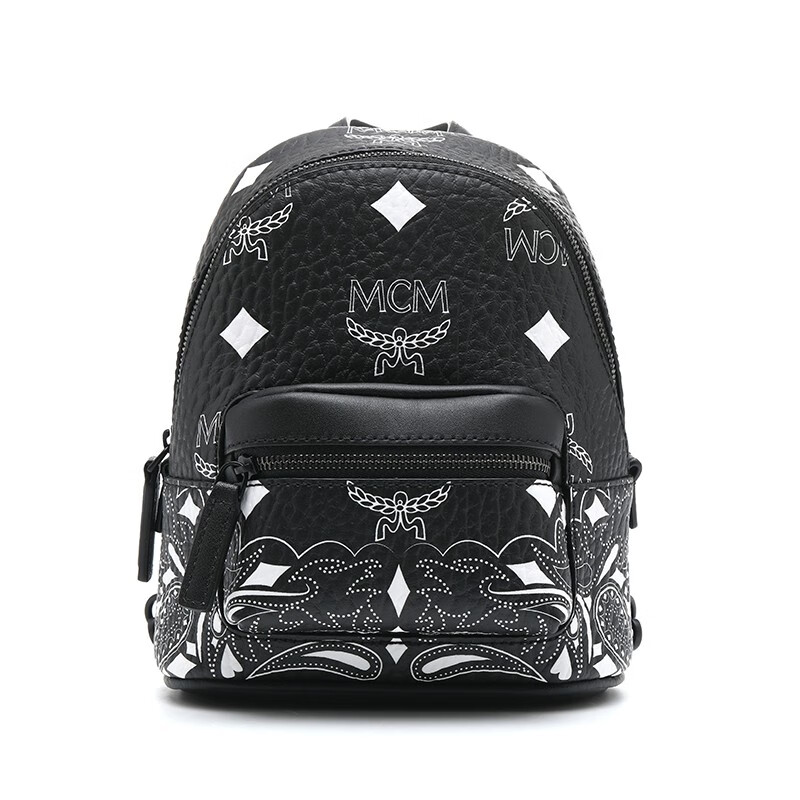 mcmstark bandana visetos印花迷你女士斜挎双肩背包 黑色 均