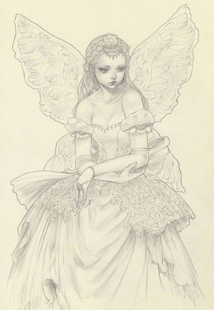 自动铅笔人物手绘素材,还没上色就觉得好美