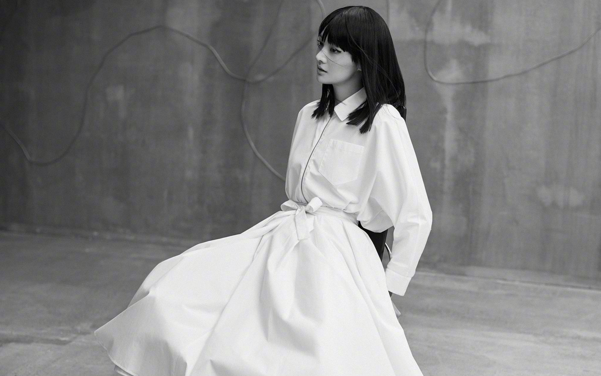 郑爽简约黑白高清桌面壁纸