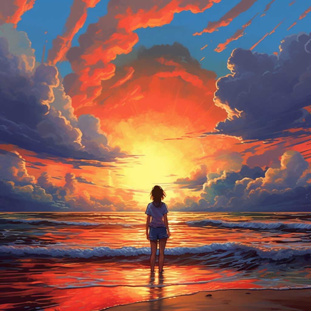 ai 微信头像 | 海边夕阳下的孤独女孩 在这个美好的时刻,我遇见了一个