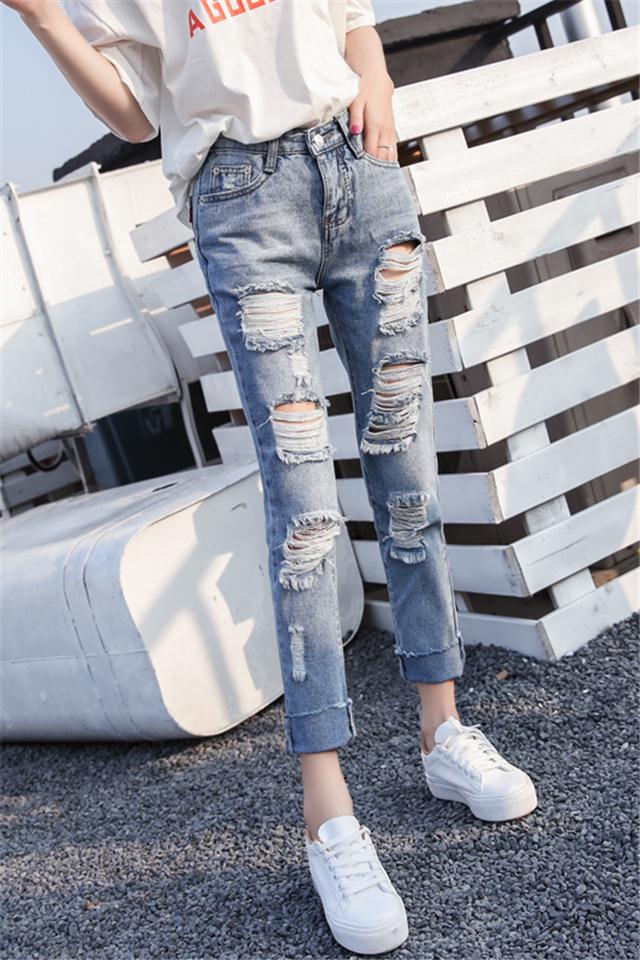 破洞牛仔裤夏季