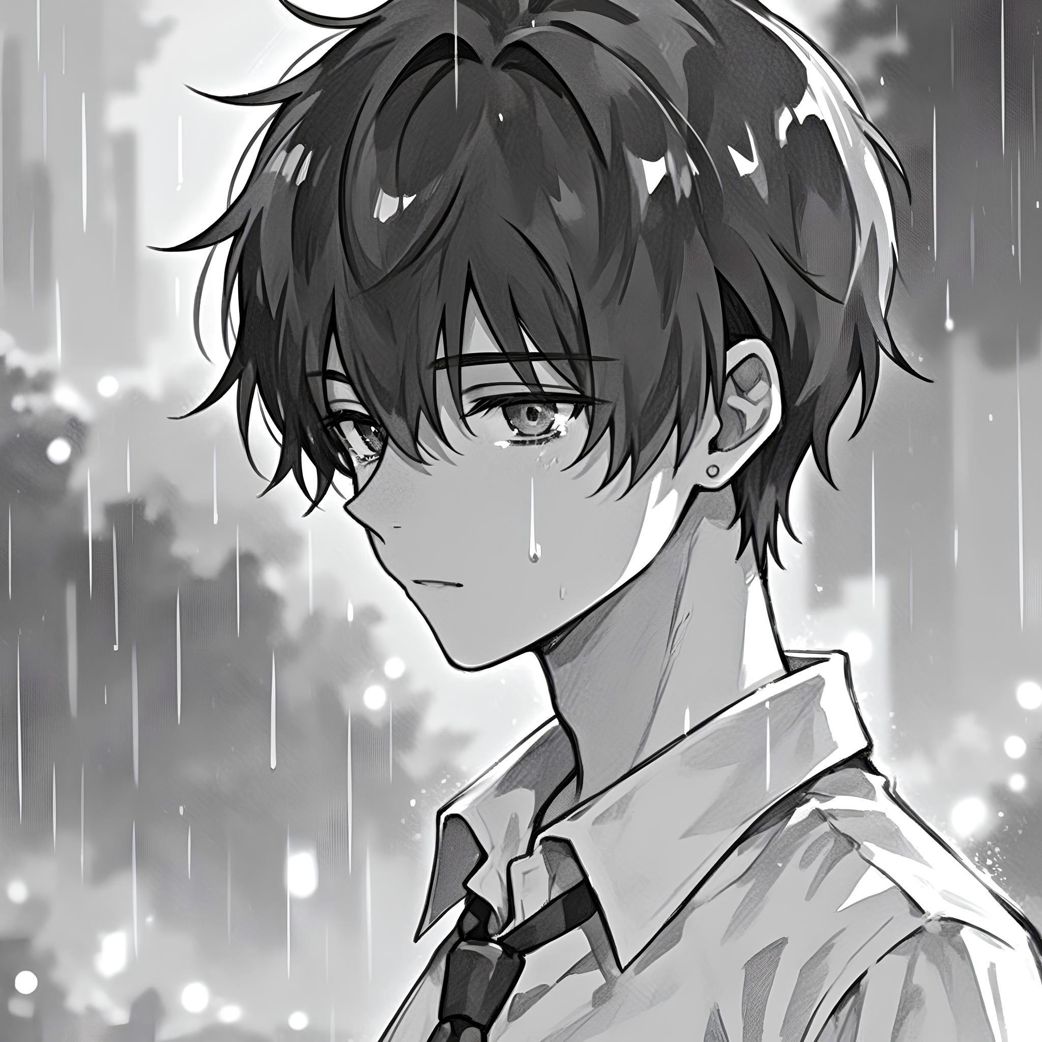 男生雨中伤感淋雨头像💔