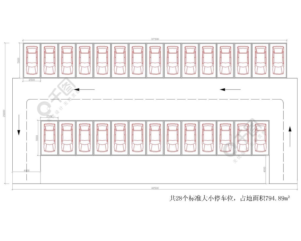 cad停车场平面图