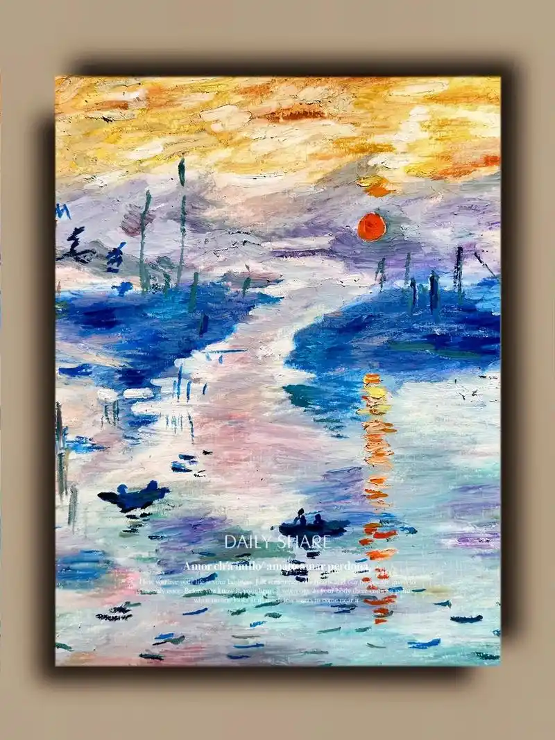 创作灵感 #莫奈日出印象 #油画棒风景画   #绘画教程  - 抖音