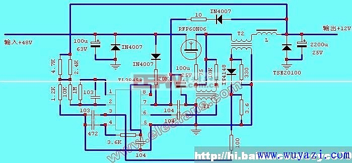 原理: 本图是根据实物剖析而来,电源经d2,r1为ic1提供 12v左右的电压