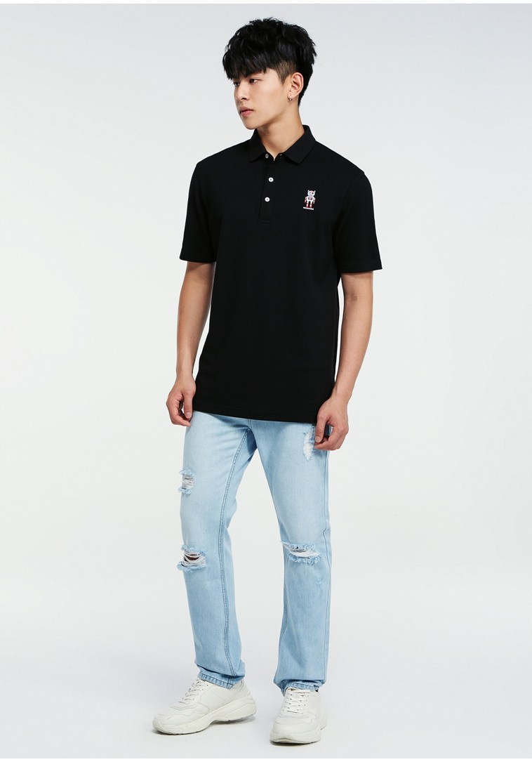 trendiano棉质刺绣短袖polo衫