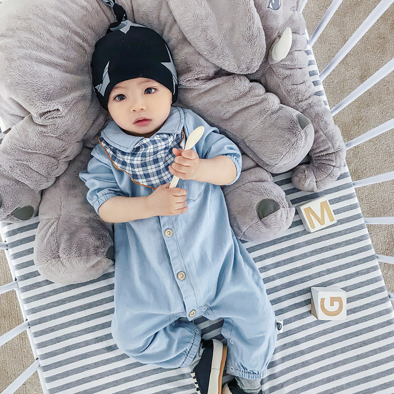 沃康036-9-12个月婴儿衣服春秋连体衣新生哈衣满月男宝宝爬服春季