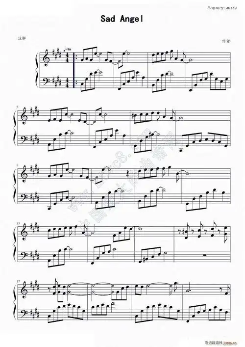 sad angel(钢琴谱)1