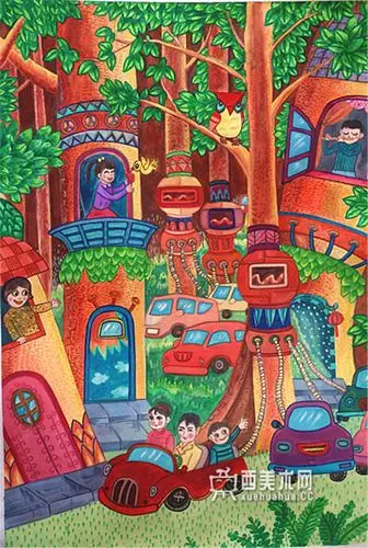 中学生科幻画《不一般的树》--简笔画大全