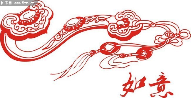 红描玉如意图片古代玉器矢量图