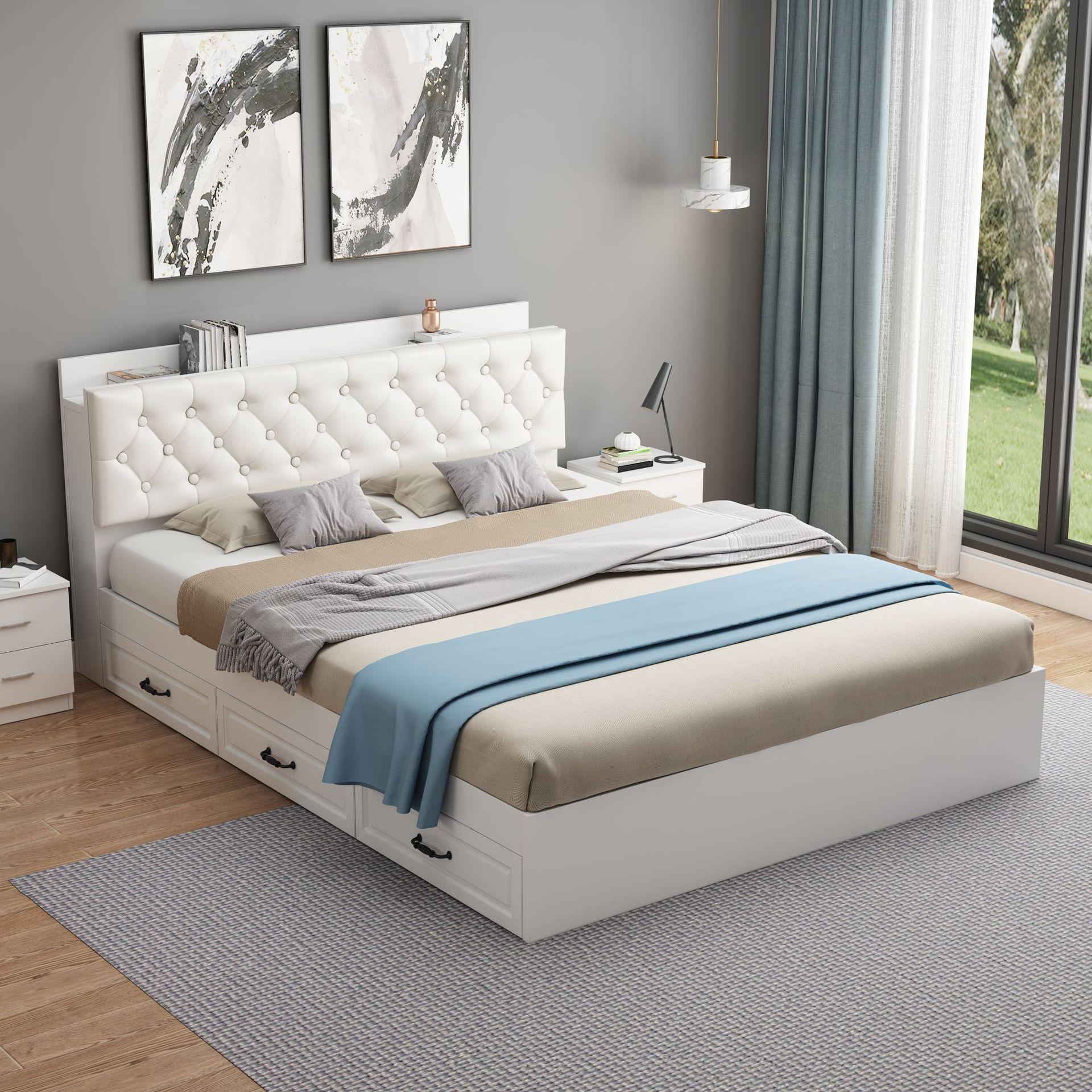 榻榻米床现代简约实木1.5米落地双人床板式阳台床1.8多功能储物床