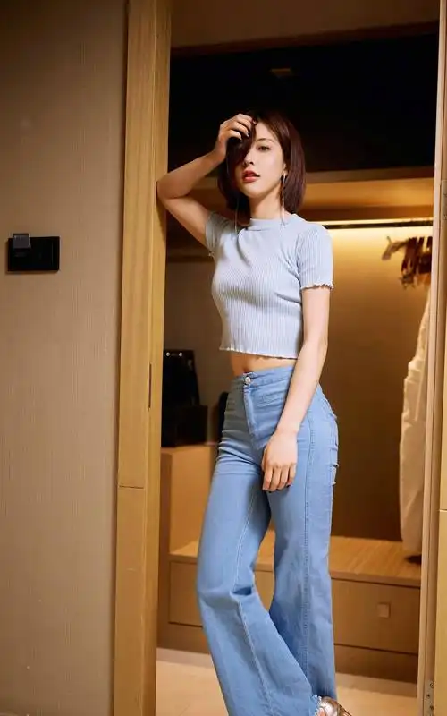 女神,夸张而不过度,穿着更加舒适精致时尚,穿着简单的牛仔裤走在时尚