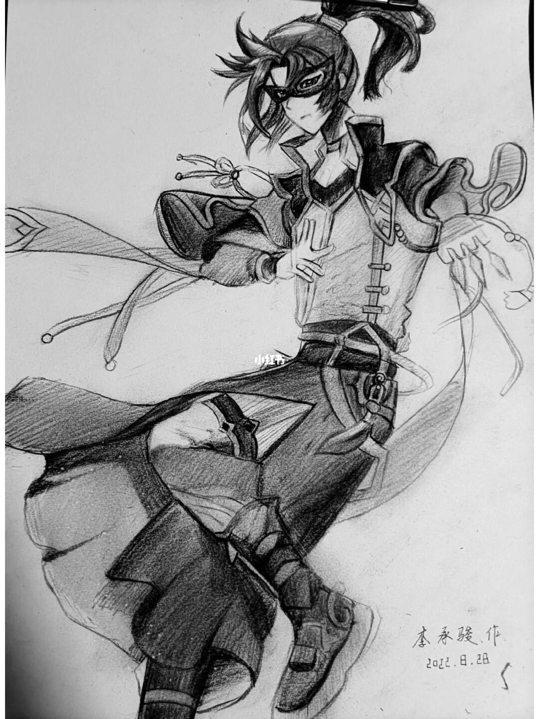 今天画个重生唐三里的唐三,执笔揉的不太好,请见谅,希望谢谢#手绘临摹