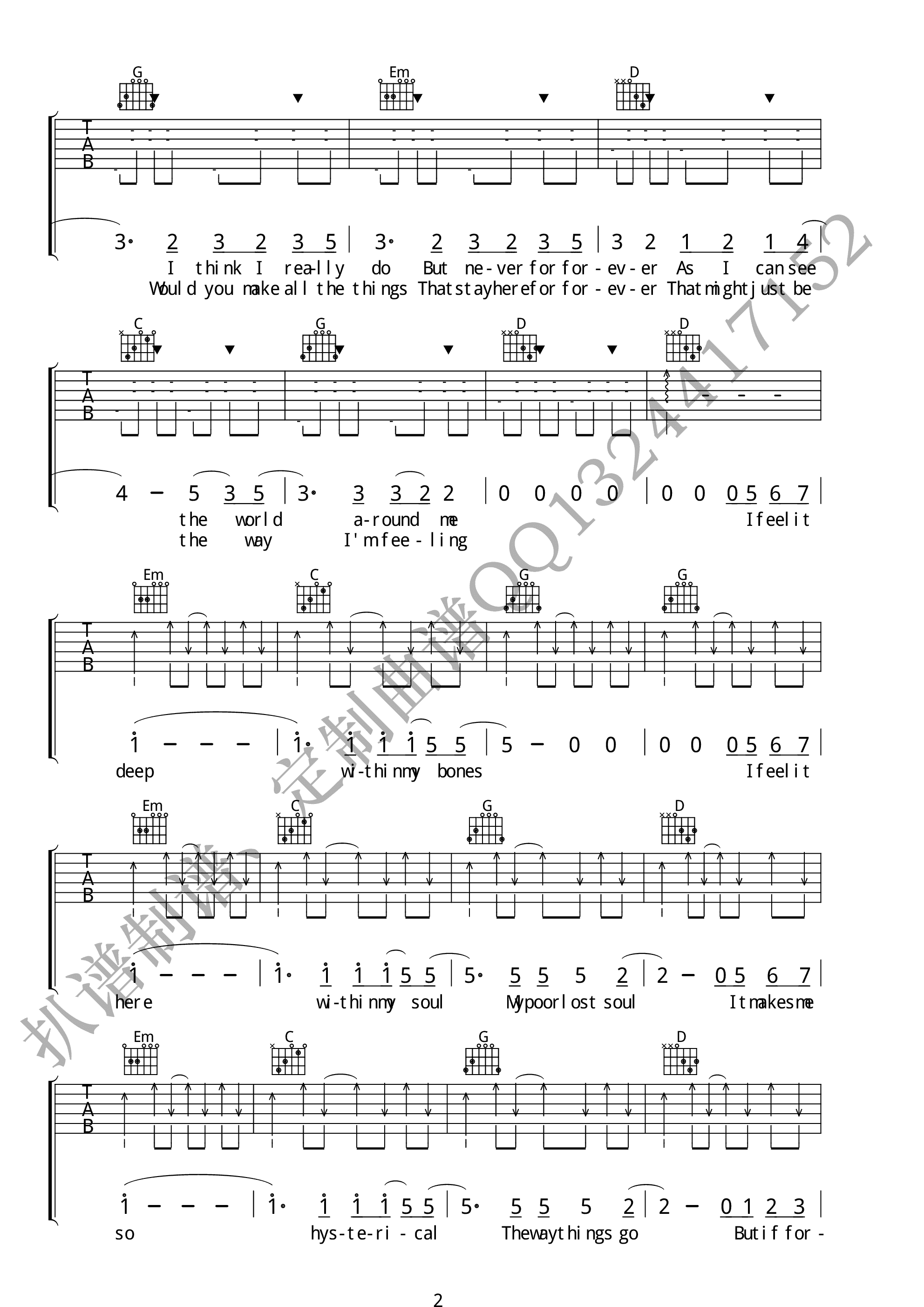 for forever吉他谱(pdf谱,弹唱)_华晨宇 - 吉他社