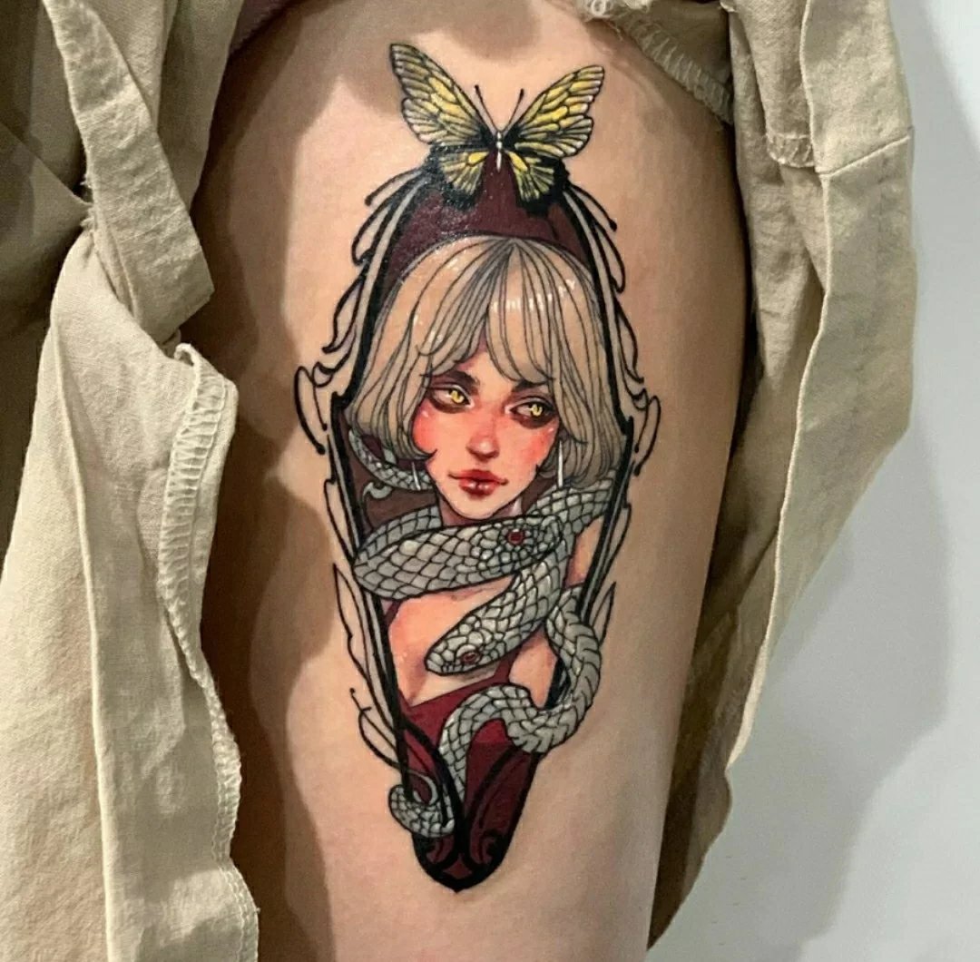 可爱少女心的9张女生漫画纹身图片