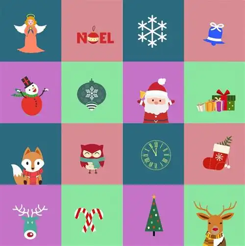 可爱矢量圣诞节小图标