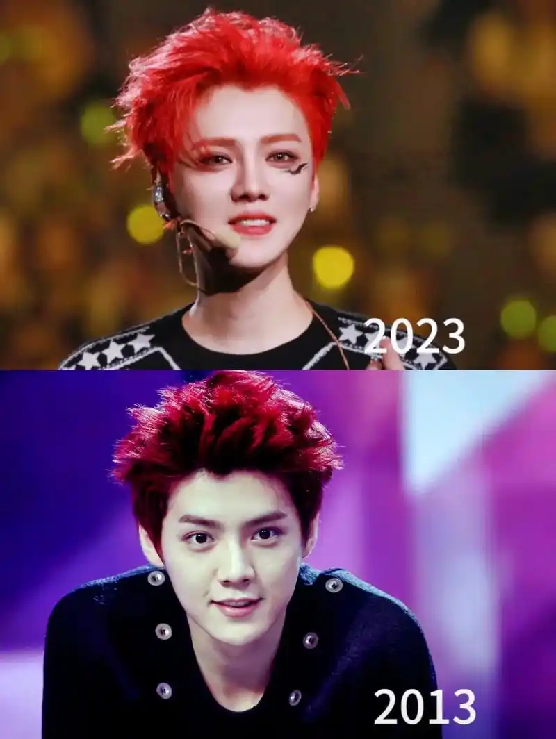 鹿晗2013年和2023年对比  这个故事的开始 是我记住 - 抖音