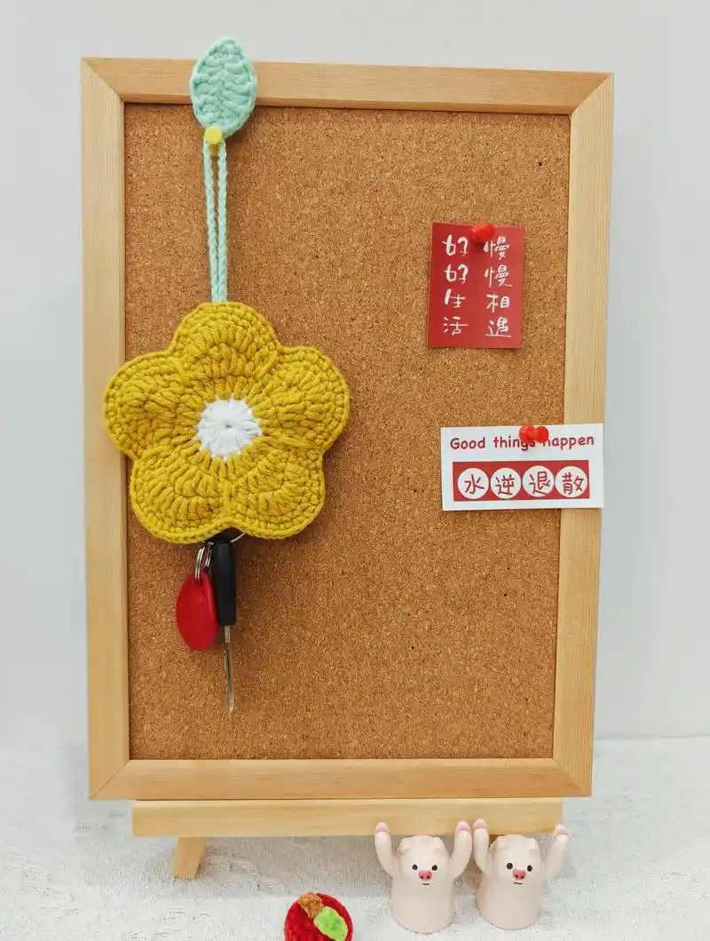 花朵钥匙包钩织(附图解)花朵 1,环形起针,钩一个起立针,一 - 抖音