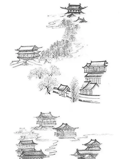 楼阁简笔画古代亭台楼阁简笔画