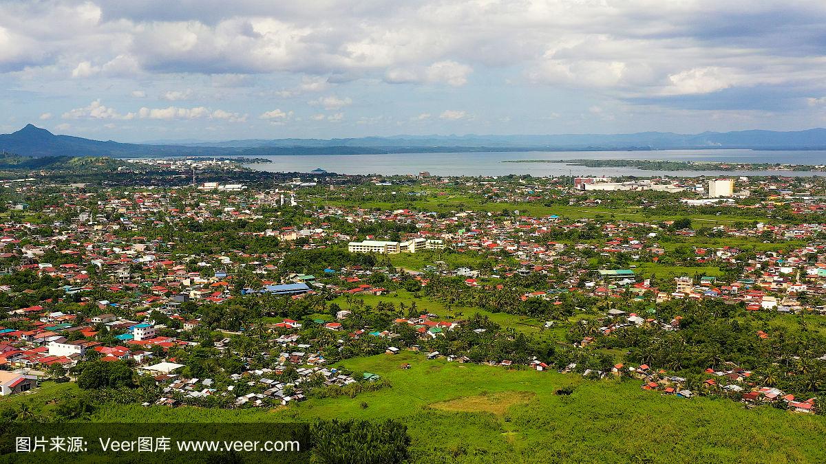 菲律宾莱特岛塔克洛班市.热带景观与全镇,鸟瞰
