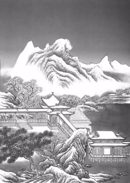 工笔画线描山水画谱楼阁篇