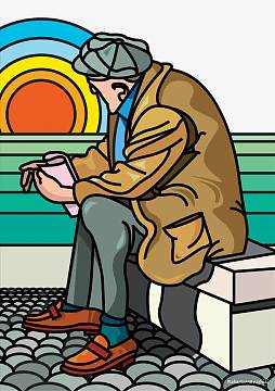 手绘海边看报纸的老人(1575x2236)png海边的旅行高清免扣素材(752x