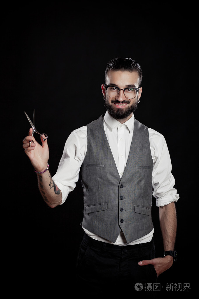 时尚理发师用的剪刀工作室