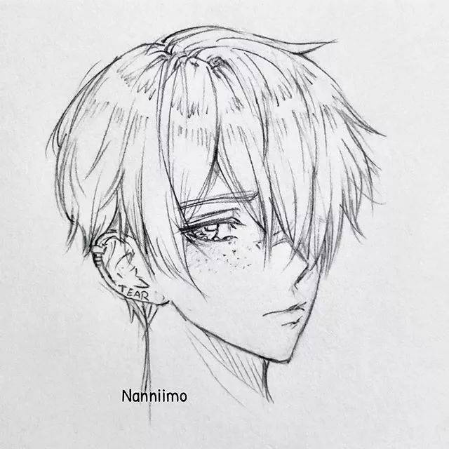 他笔下的素描动漫,每一张都很吸睛,这线稿太好看了!