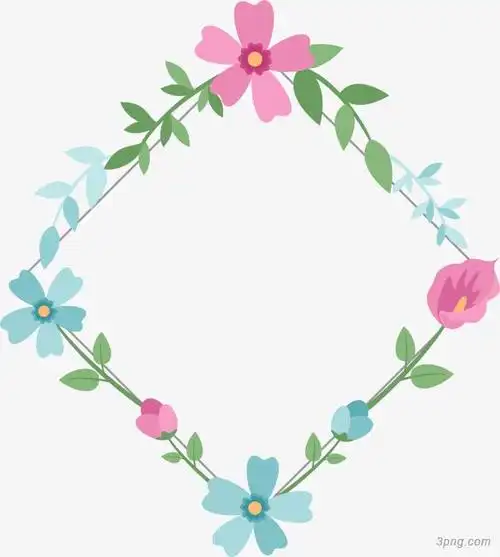 春天花卉花边装饰图案png素材透明免抠图片-装饰效果