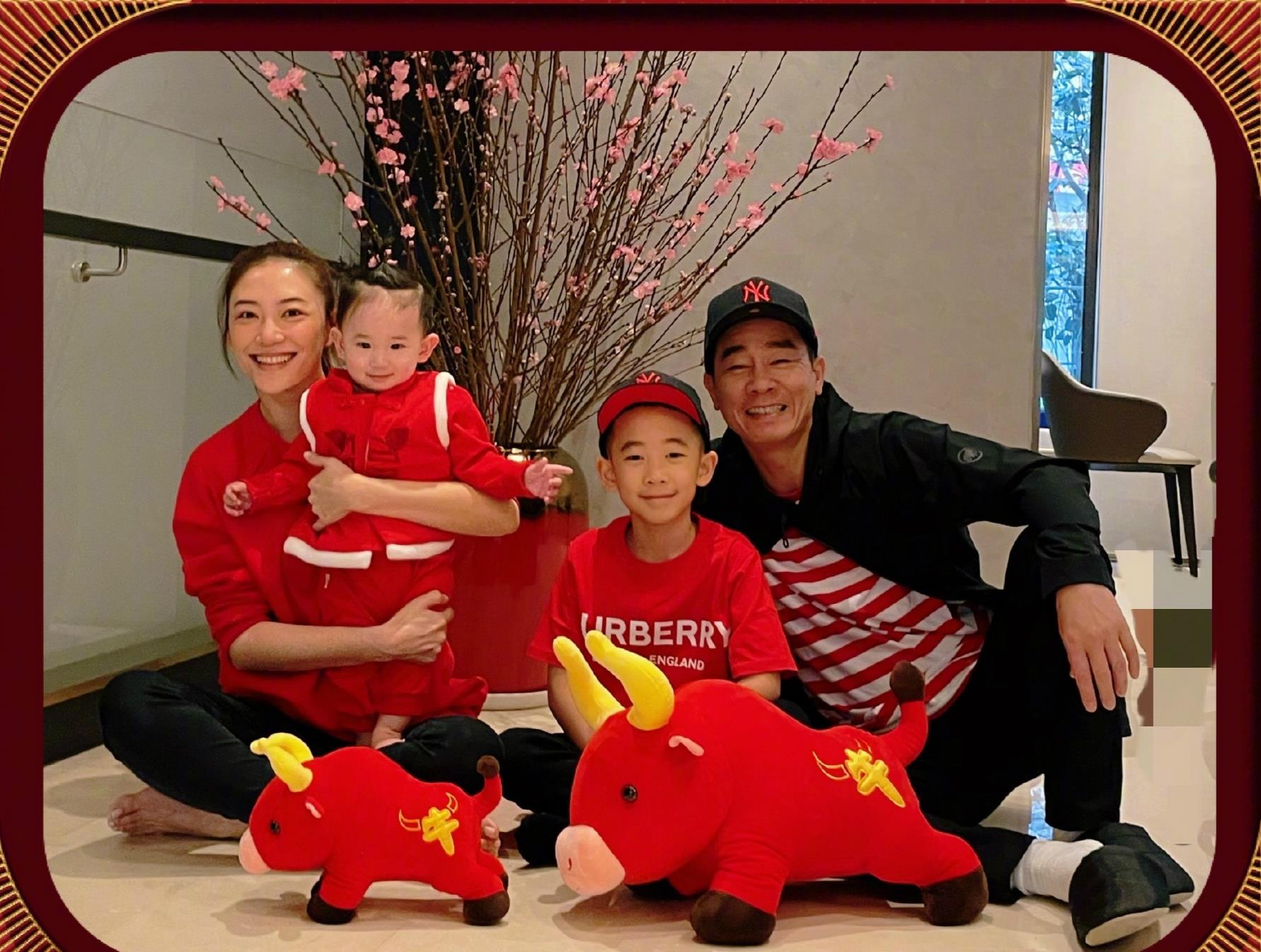 明星家庭晒新年全家福:陈小春王祖蓝二胎曝光,黄晓明夫妇很意外_女儿