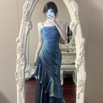 弗仑诺晚宴礼服女公主鱼尾裙婚礼宴会成人礼日常聚会蓝色人鱼姬高端