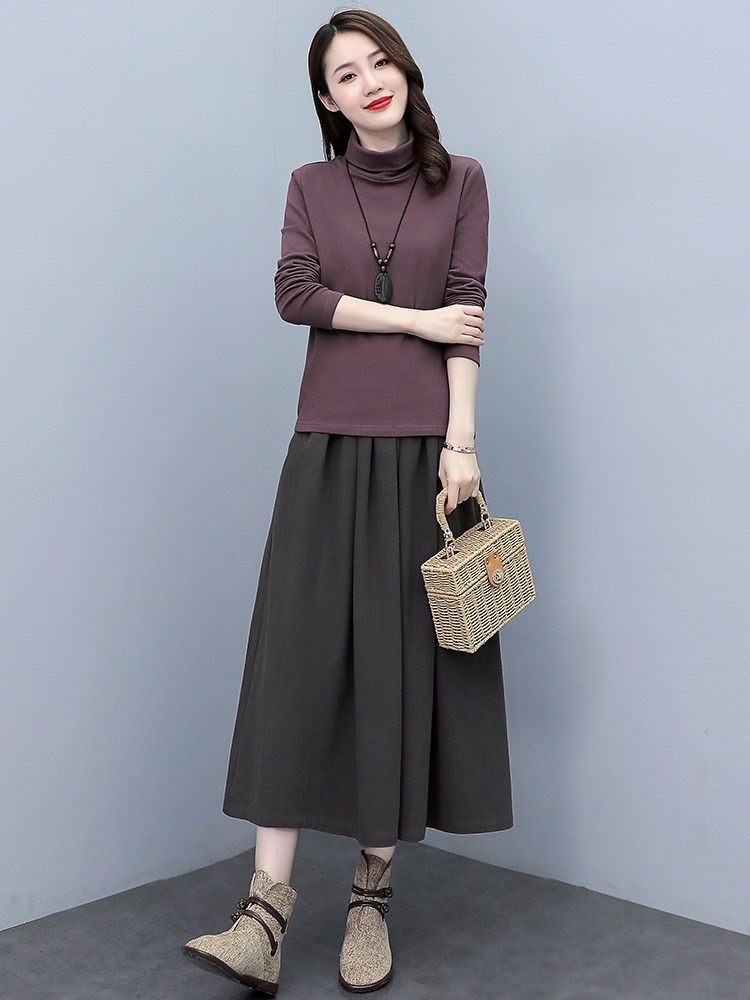 秋季2022年新款女装休闲时尚气质两件套连衣裙早秋棉麻套装裙春秋