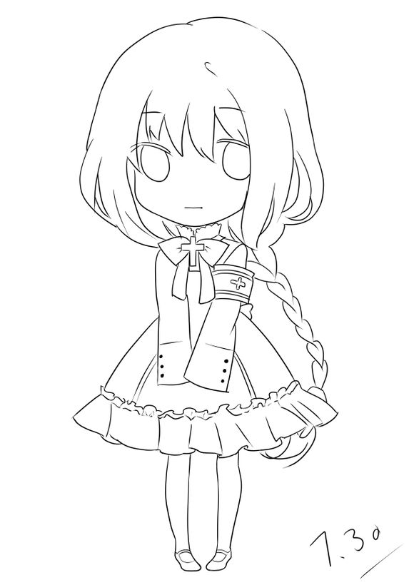 谁有简单没上色的动漫女生