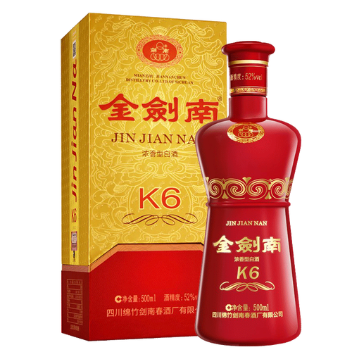 剑南春白酒 剑南春 金剑南k6 52度 浓香型白酒 500ml整箱装多少钱-聚