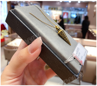 六福珠宝香港专柜直播 黄金au990峰格系列新款足金套链电黑金项链本场