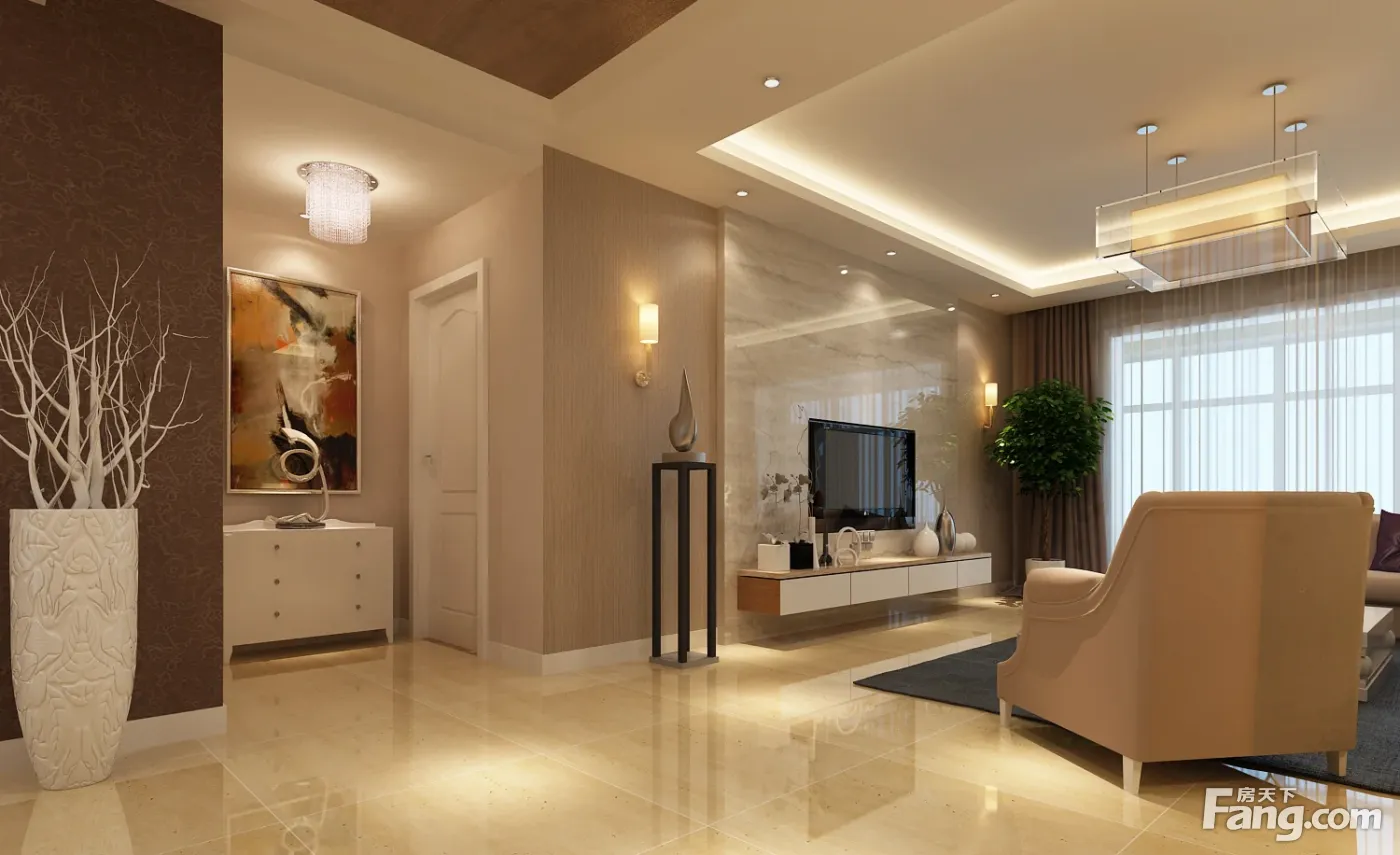 西安紫薇永和坊现代简约三居室装修效果图_170平米7万装修设计案例