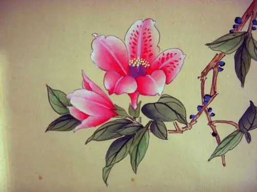 精美的老绢布工笔花鸟画