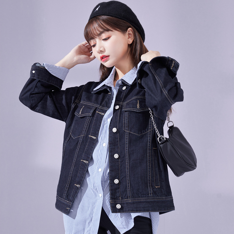 牛仔外套女秋季2021新款宽松韩版小个子上衣短款夹克牛仔衣ins潮