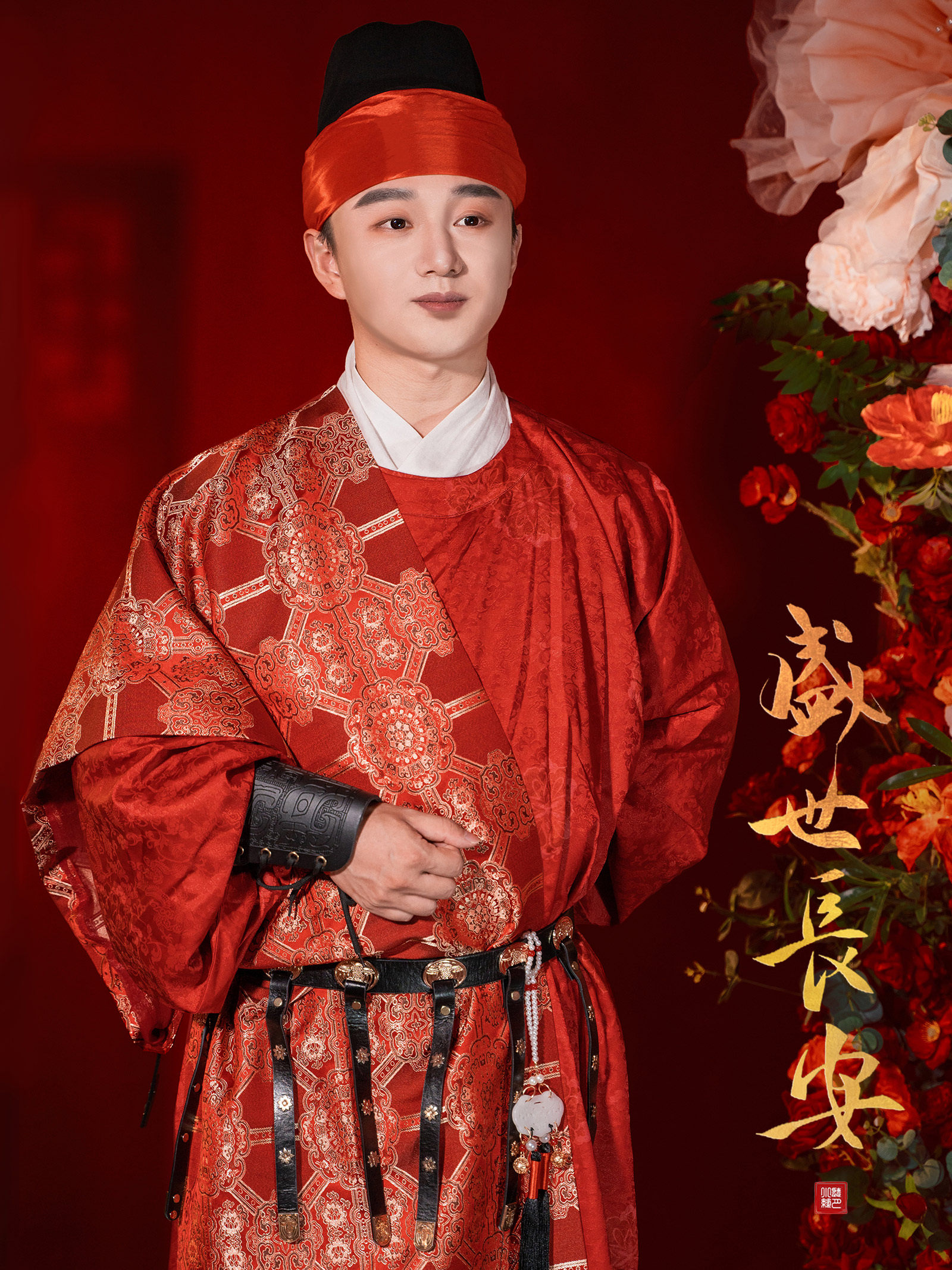 听月小筑【盛世长安】原创男唐制圆领袍刺绣结婚服敬酒服汉服婚服