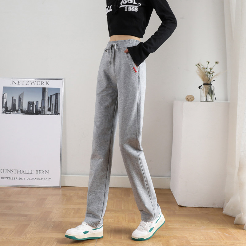 拉链女裤长裤修身小直筒休闲裤运动裤系带松紧裤头春夏季品质百搭