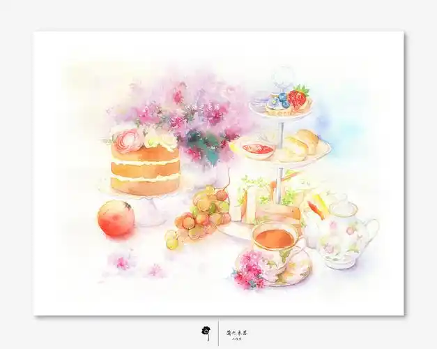 水彩手绘—《梦中的下午茶》