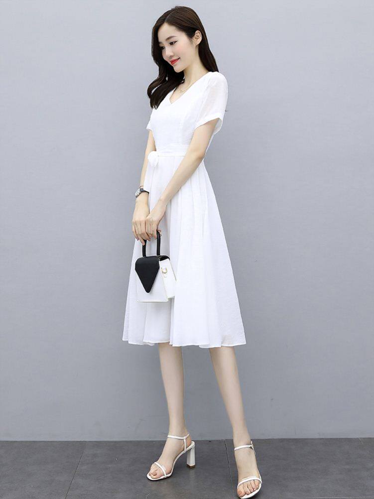 今年流行裙子连衣裙夏天2022年新款女装中长款夏季紫色雪纺衣服潮